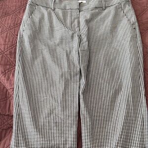 LOFT Black and White Checkered Trousers in excellent condition used one time